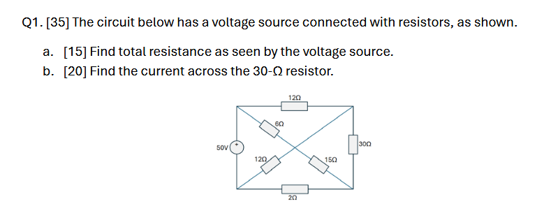 Solved Q1. [35] ﻿The circuit below has a voltage source | Chegg.com