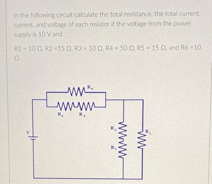 Solved In the following circuit calculate the total | Chegg.com