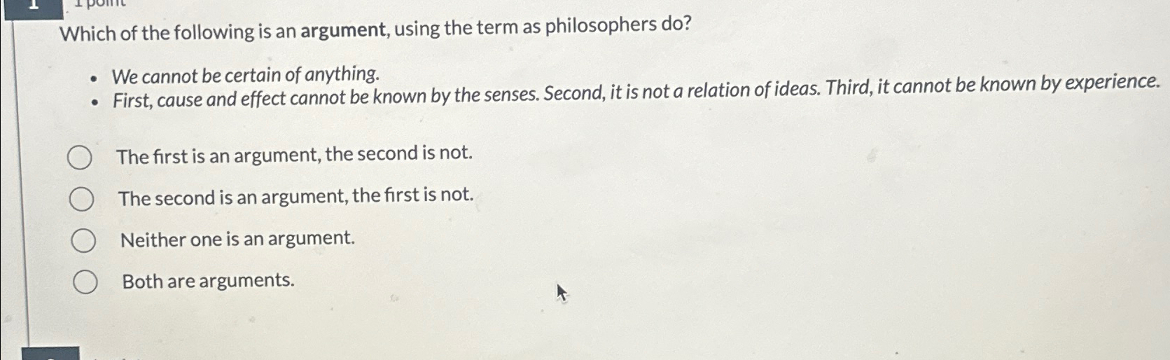 Solved Which Of The Following Is An Argument, Using The Term | Chegg.com