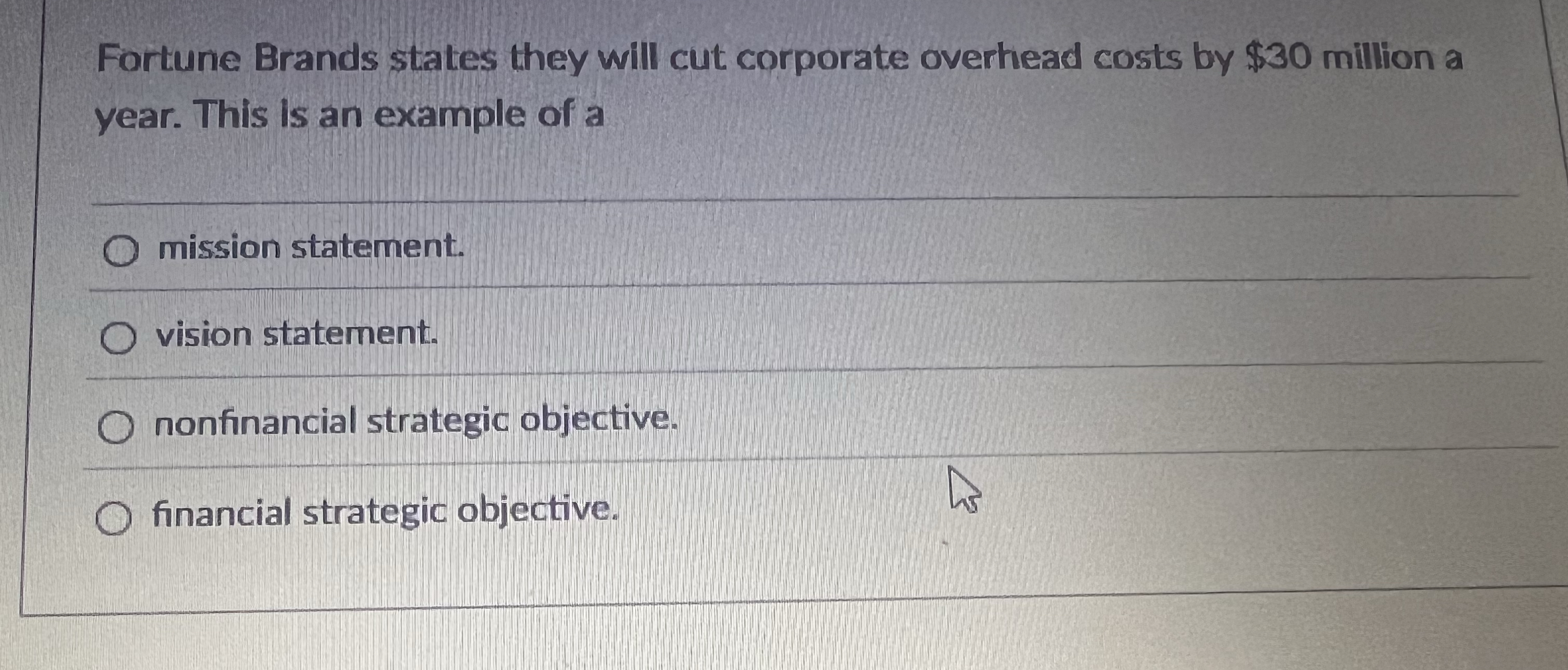Solved Fortune Brands states they will cut corporate