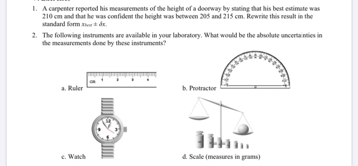 Solved 1. A carpenter reported his measurements of the | Chegg.com