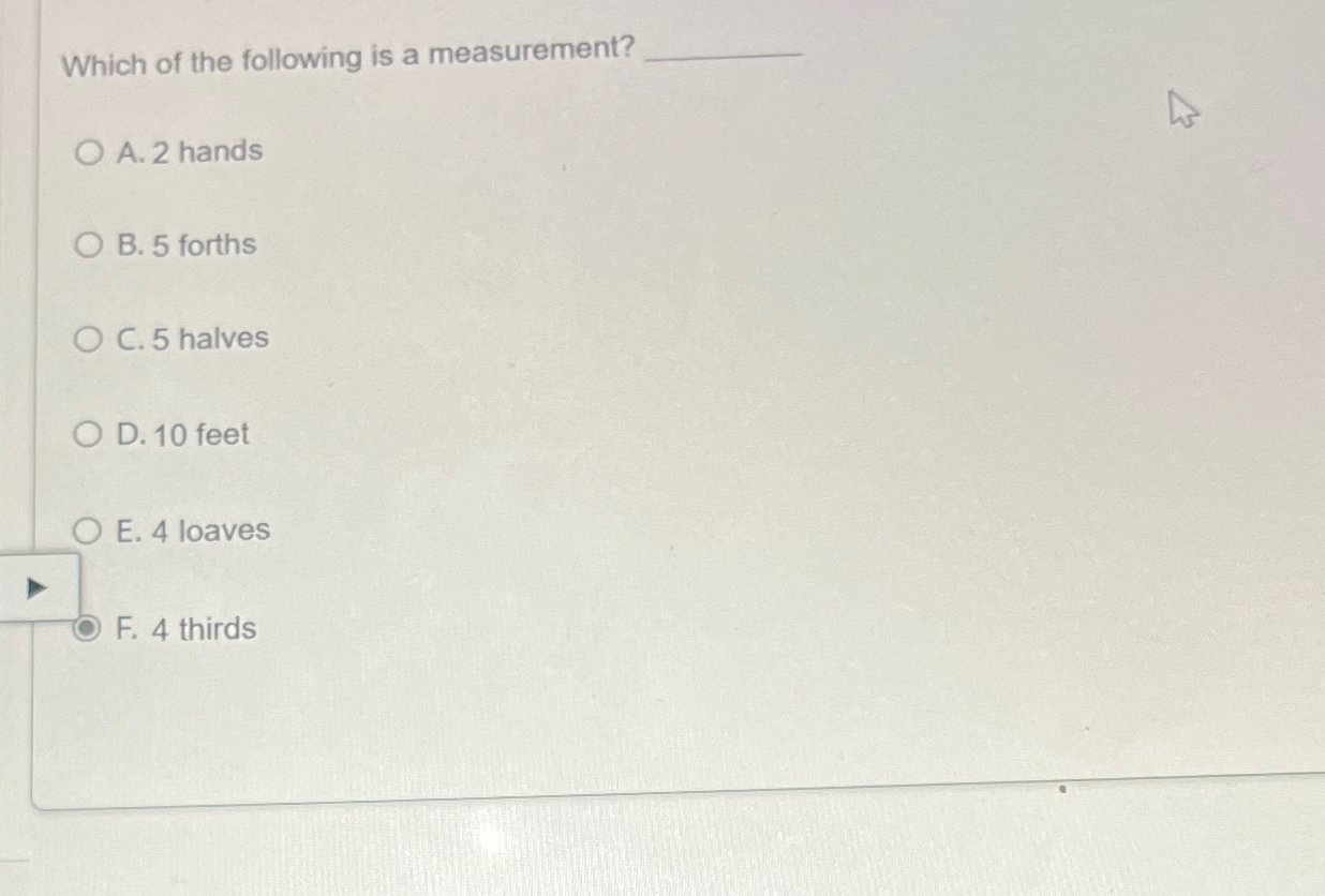 Solved Which of the following is a measurement?A. 2 | Chegg.com