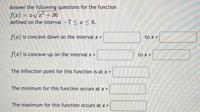 Solved Answer the following questions for the function f(x) | Chegg.com
