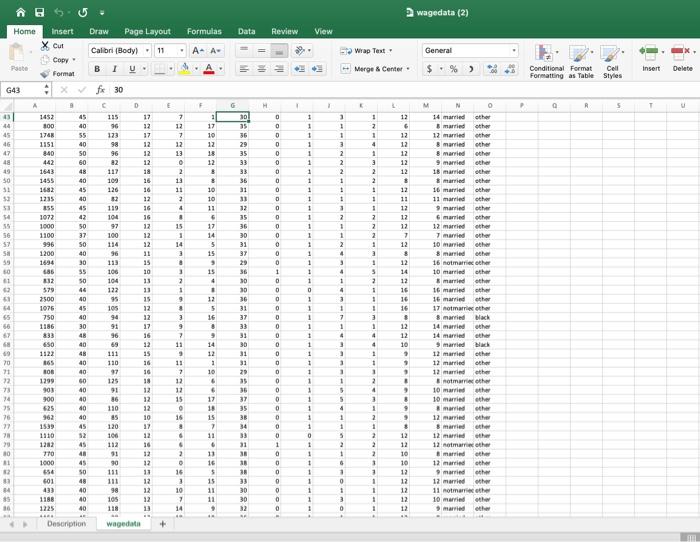 Solved Home insert Draw Page Layout Formulas Data Review | Chegg.com