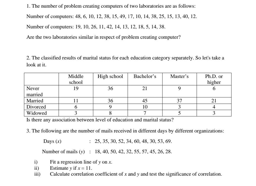 Solved 1. The number of problem creating computers of two | Chegg.com