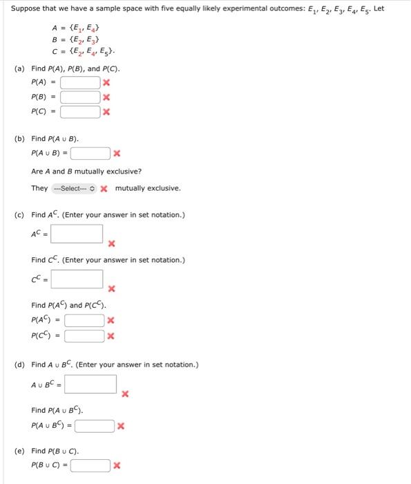 Solved Suppose that we have a sample space with five equally | Chegg.com