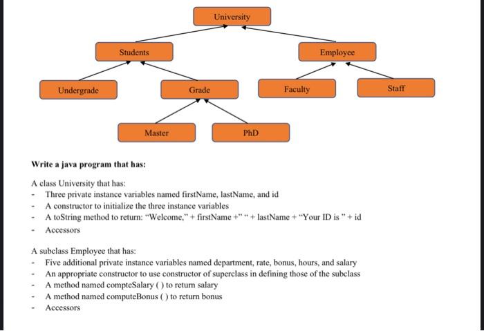 Solved Write a java program that has: A class University | Chegg.com
