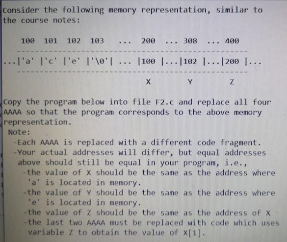 Solved Consider the following memory representation, similar | Chegg.com