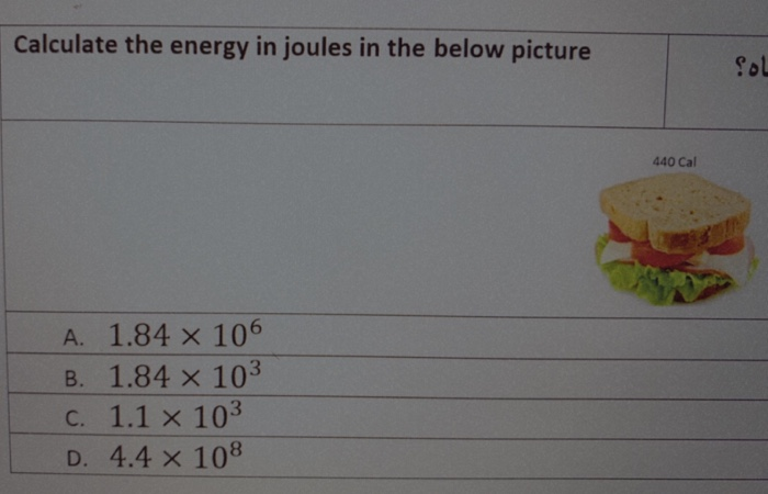 Solved Calculate the energy in joules in the below picture | Chegg.com