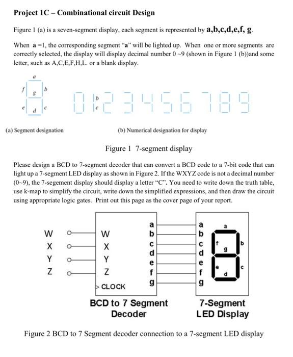 Solved Project 1C - Combinational circuit Design Figure 1 | Chegg.com