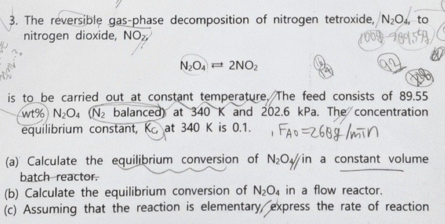 The reversible gas-phase decomposition of nitrogen | Chegg.com