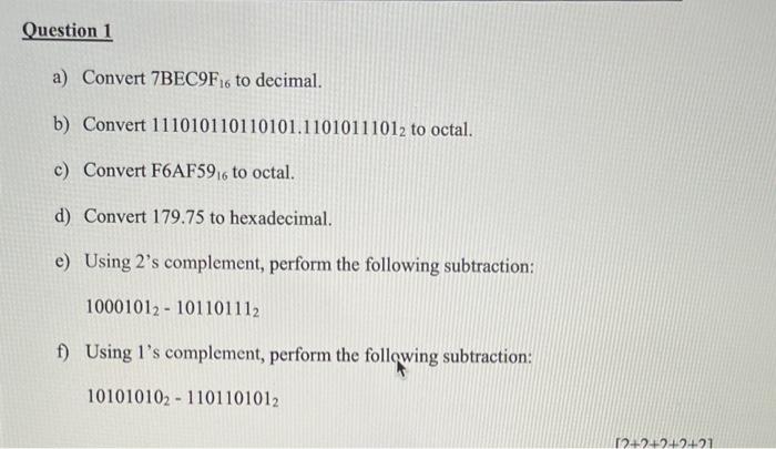 Solved a) Convert 7BEC2 F16 to decimal. b) Convert | Chegg.com