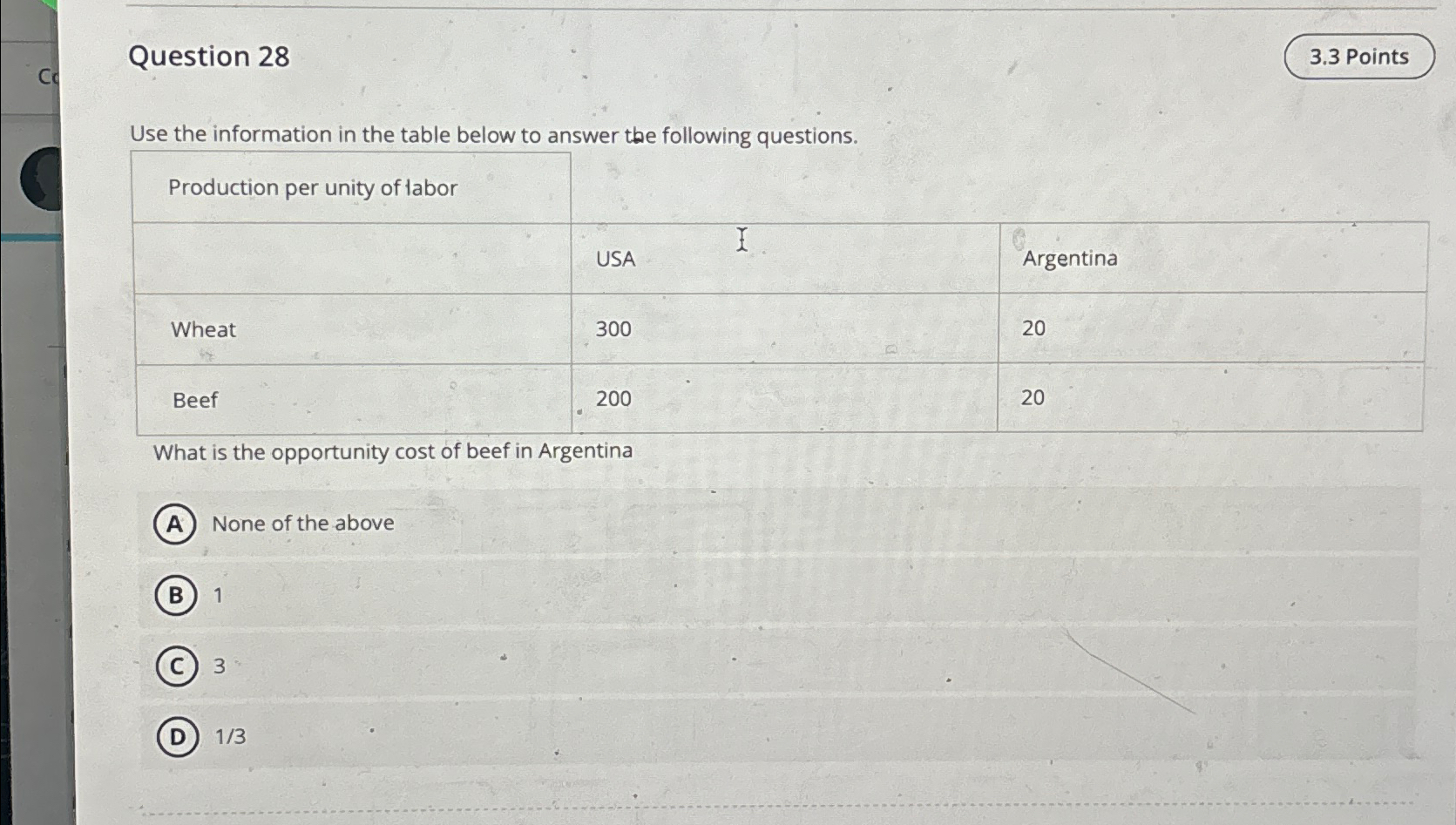 Solved Question 28Use the information in the table below to | Chegg.com