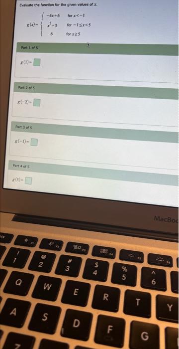 Solved Evaluate the function for the given values of x. | Chegg.com