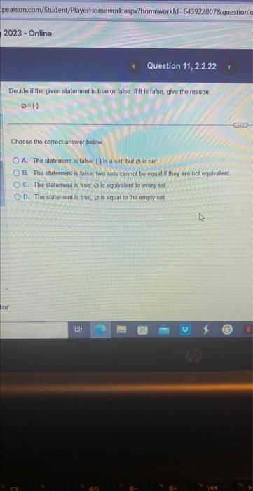 Solved Decide if the given statement is true or false. If it | Chegg.com