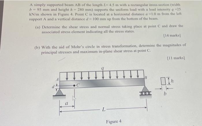 Solved A simply supported beam AB of the length L-4.5 m with | Chegg.com