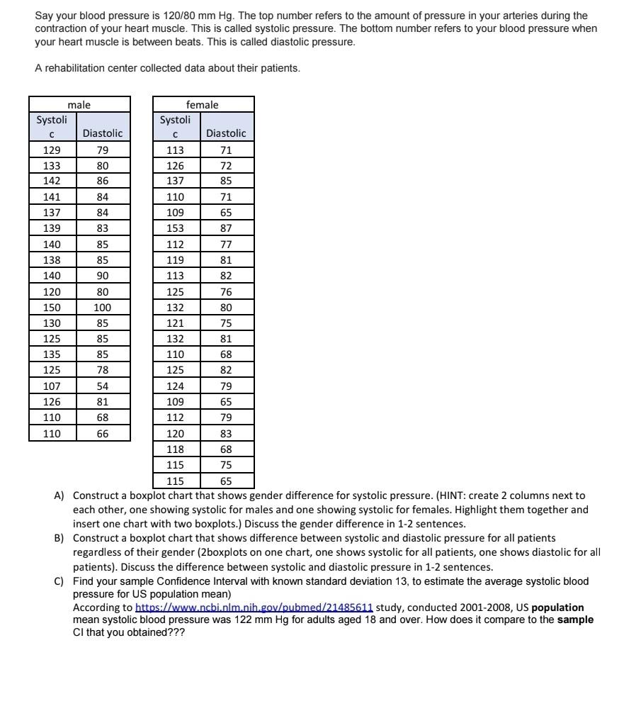 Say Your Blood Pressure Is 1 80 Mm Hg The Top N Chegg Com