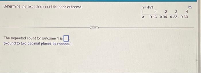 Solved Determine the expected count for each outcome. The | Chegg.com