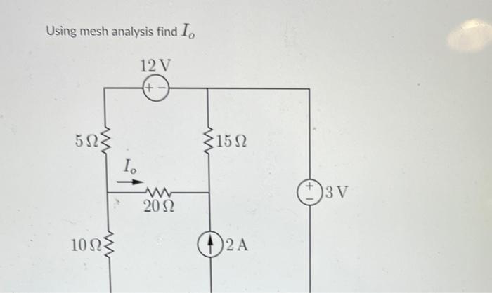 Solved Using mesh analysis find I0 | Chegg.com