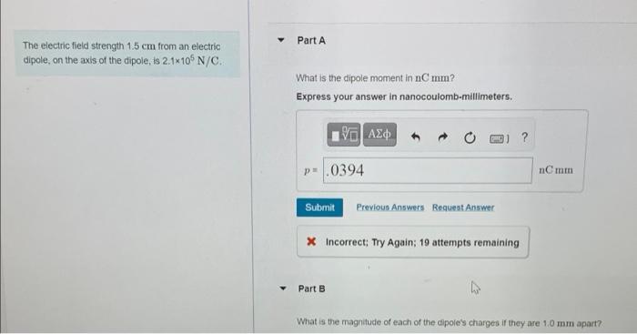 Solved Part A The electric field strength 1.5 cm from an | Chegg.com