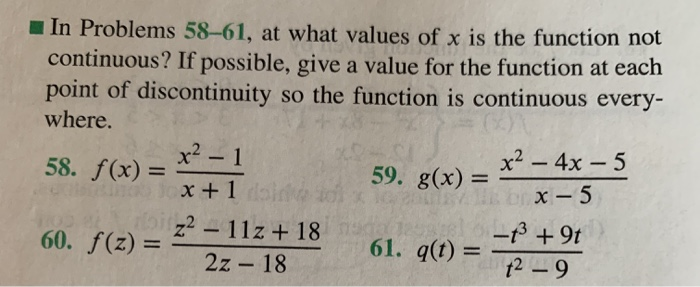 Solved In Problems 58 61 At What Values Of X Is The Func Chegg Com