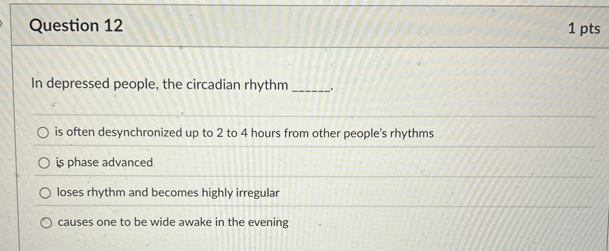 Solved Question Ptsin Depressed People The Circadian Chegg Com