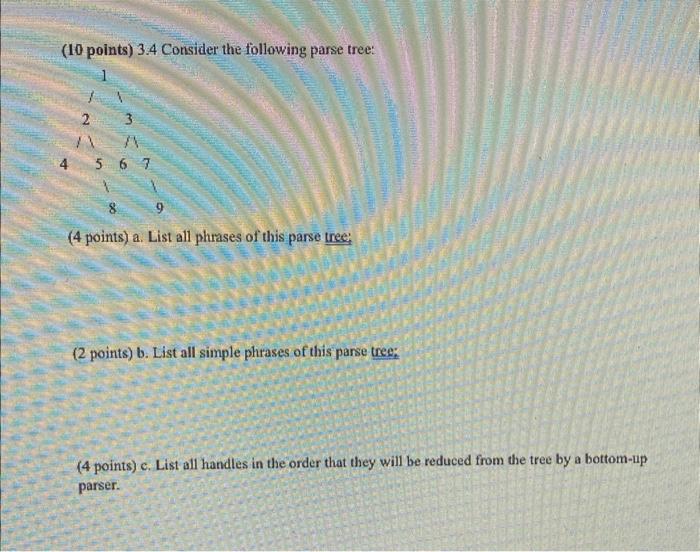 Solved ( 10 Points) 3.4 Consider The Following Parse Tree: | Chegg.com