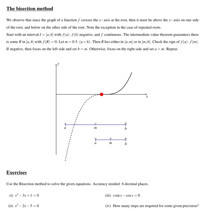 Solved The bisection method We observe that since the graph | Chegg.com