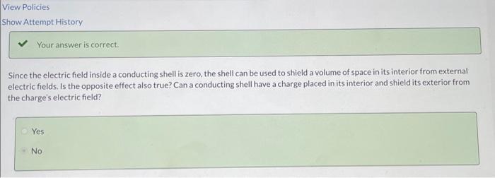 Solved Since the electric field inside a conducting shell is | Chegg.com
