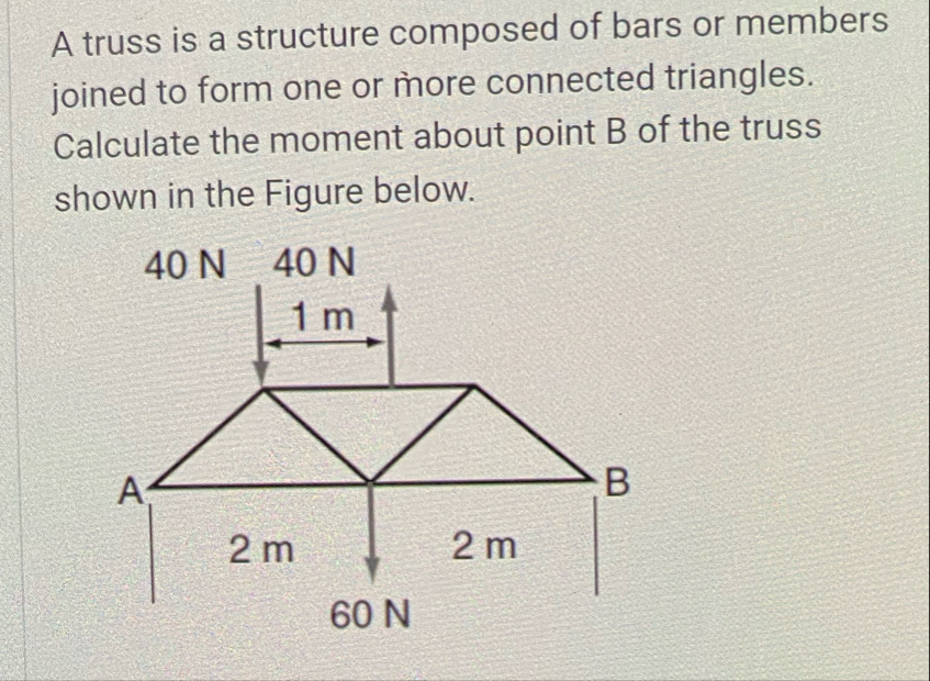 Solved A truss is a structure composed of bars or members | Chegg.com