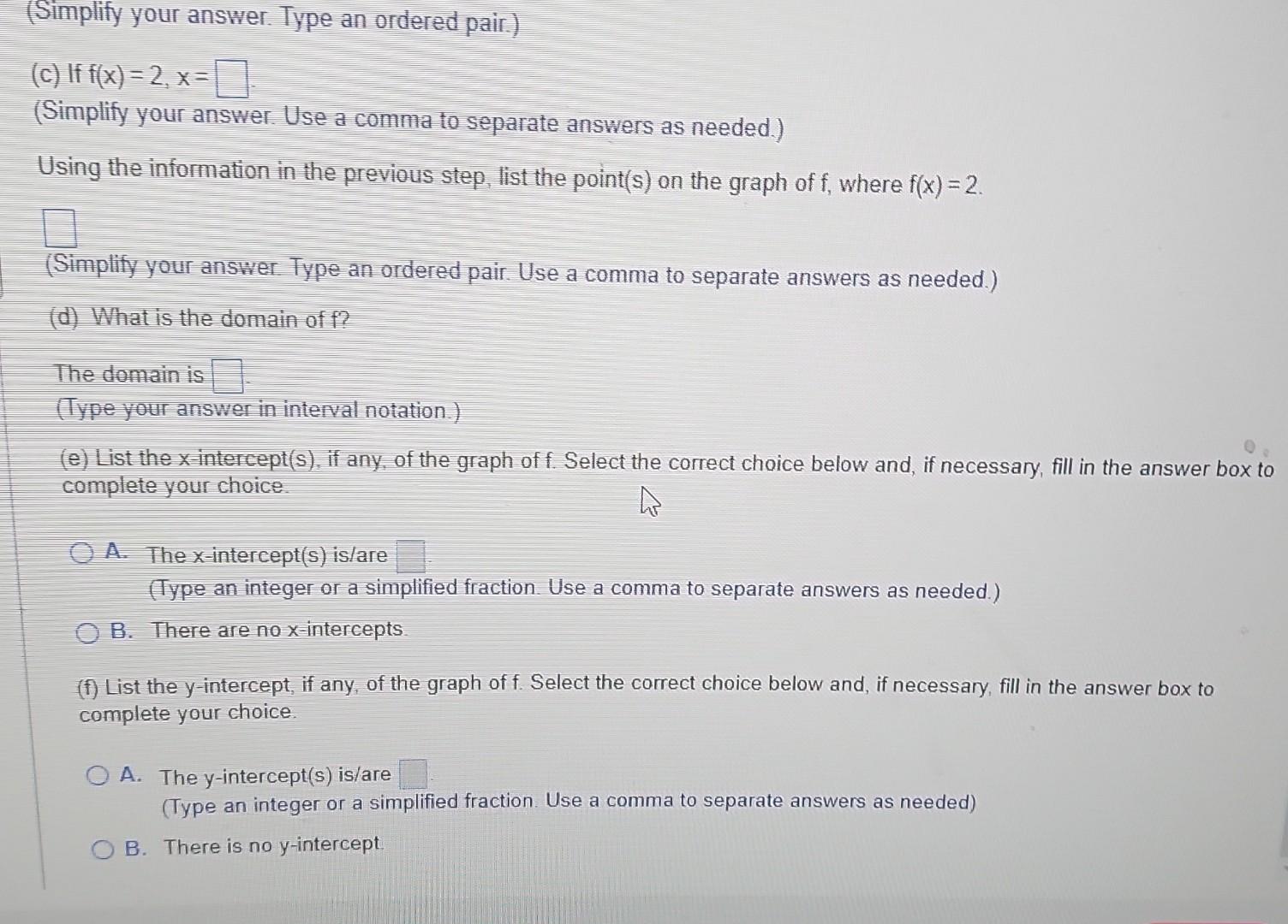 Solved Answer the questions about the following function | Chegg.com