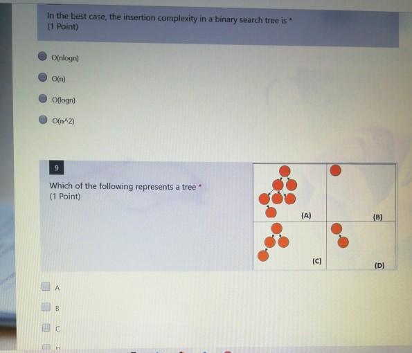 Solved In the best case, the insertion complexity in a | Chegg.com