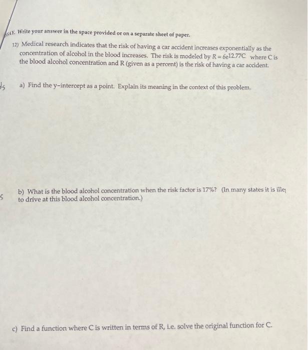 Solved 1Y. Write your answer in the space provided or on a | Chegg.com