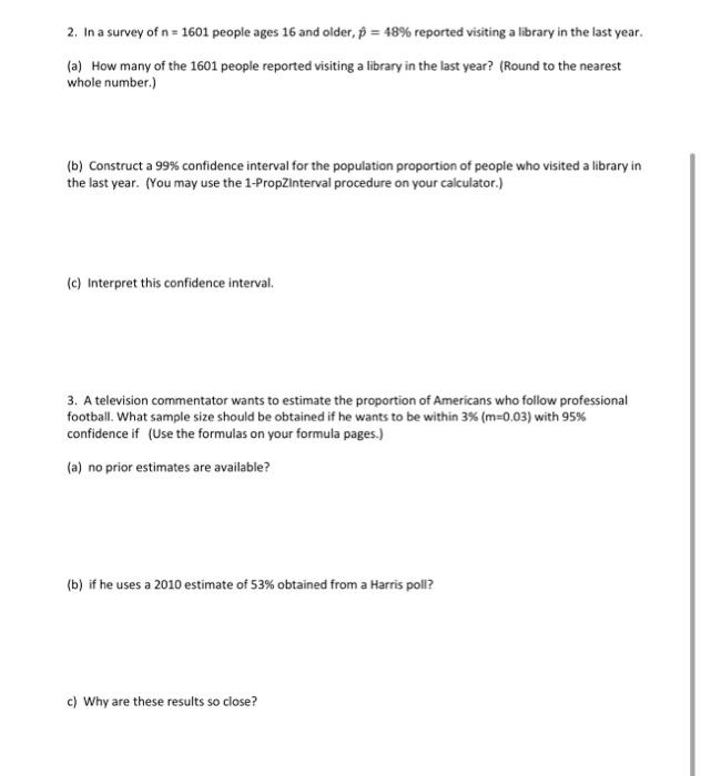 Solved Confidence Intervals for Proportions Assignment - | Chegg.com