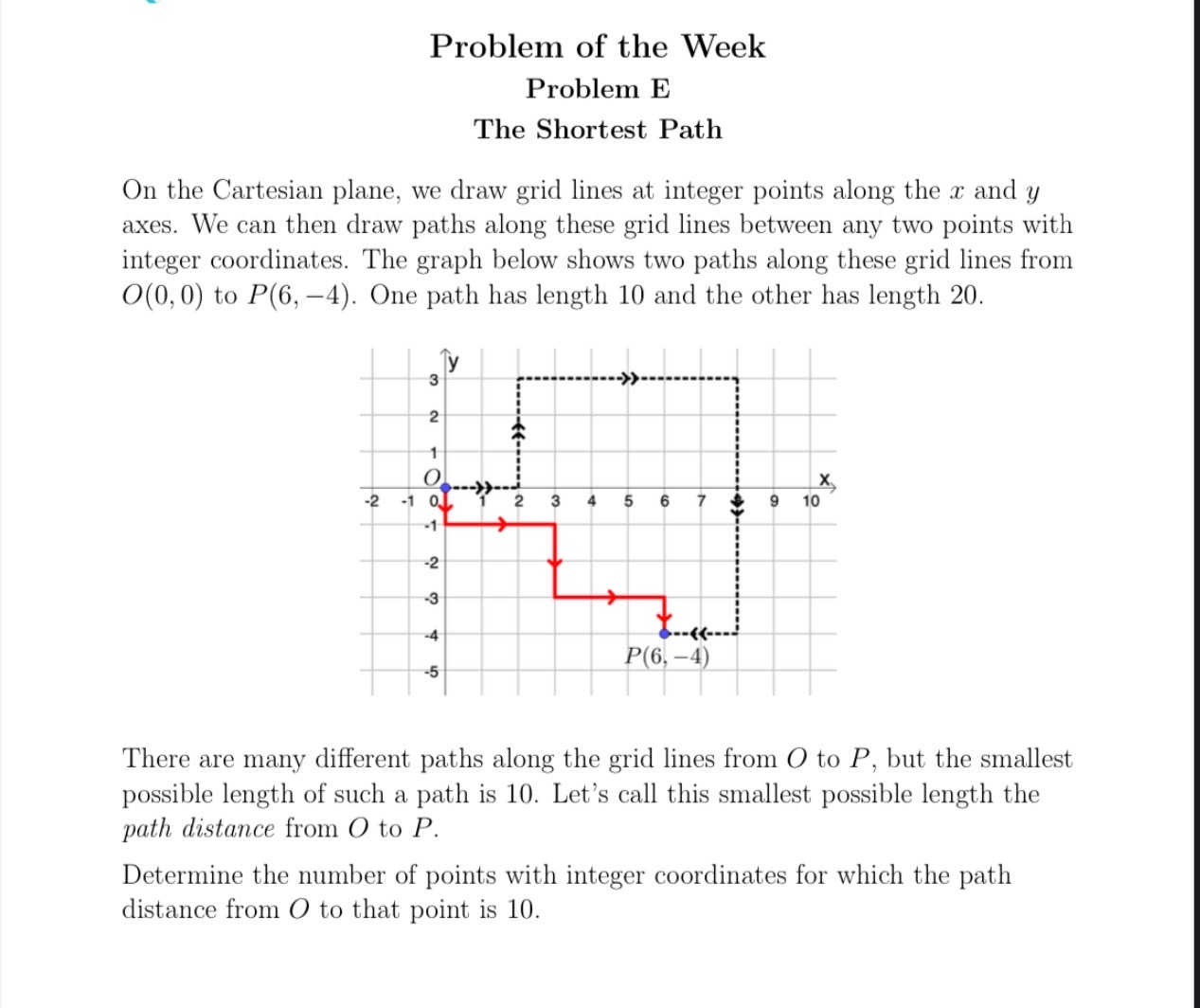 Problem of the WeekProblem EThe Shortest PathOn the | Chegg.com