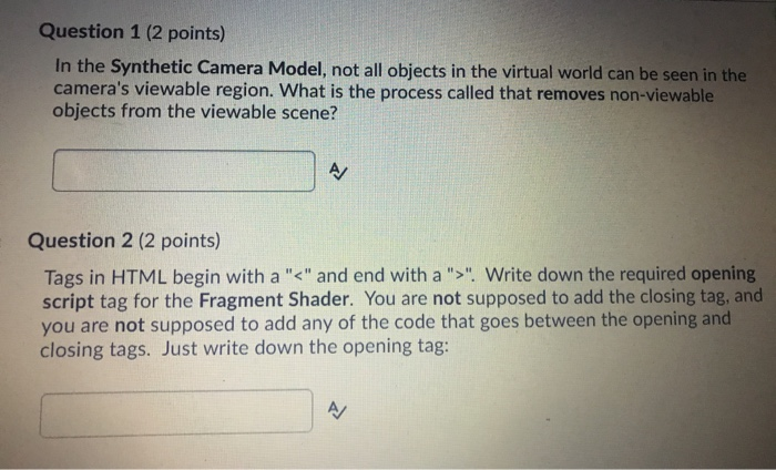 Solved Question 1 (2 points) In the Synthetic Camera Model, | Chegg.com