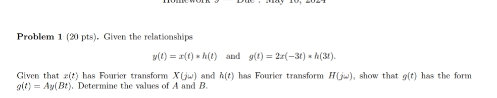 Solved Problem 1 (20 ﻿pts). ﻿Given the | Chegg.com