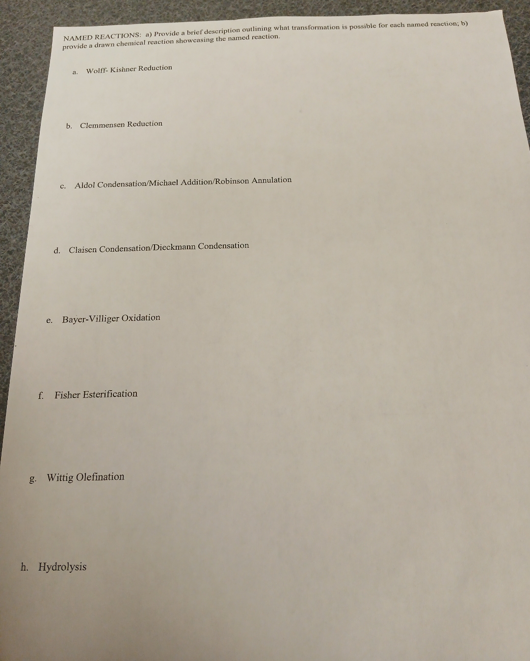 [Solved]: NAMED REACTIONS: a) Provide a brief description ou