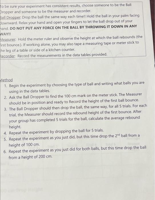 PHSX 105 Lab 3 Ball Drop Lab (Potential and