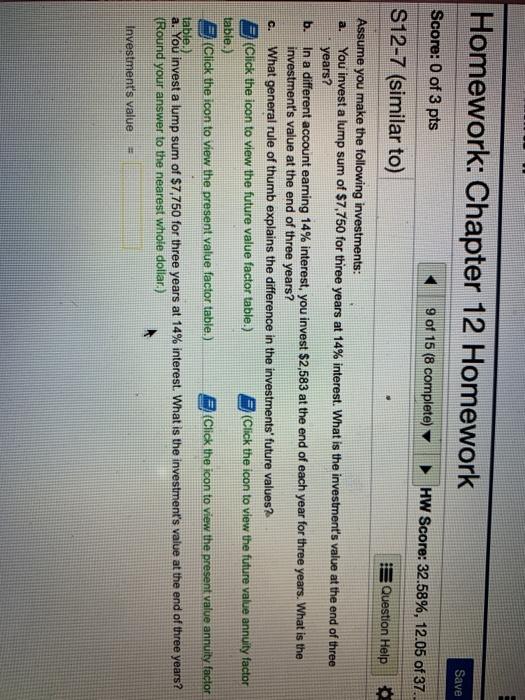 Solved Homework: Chapter 12 Homework Save . Score: 0 of 3 | Chegg.com