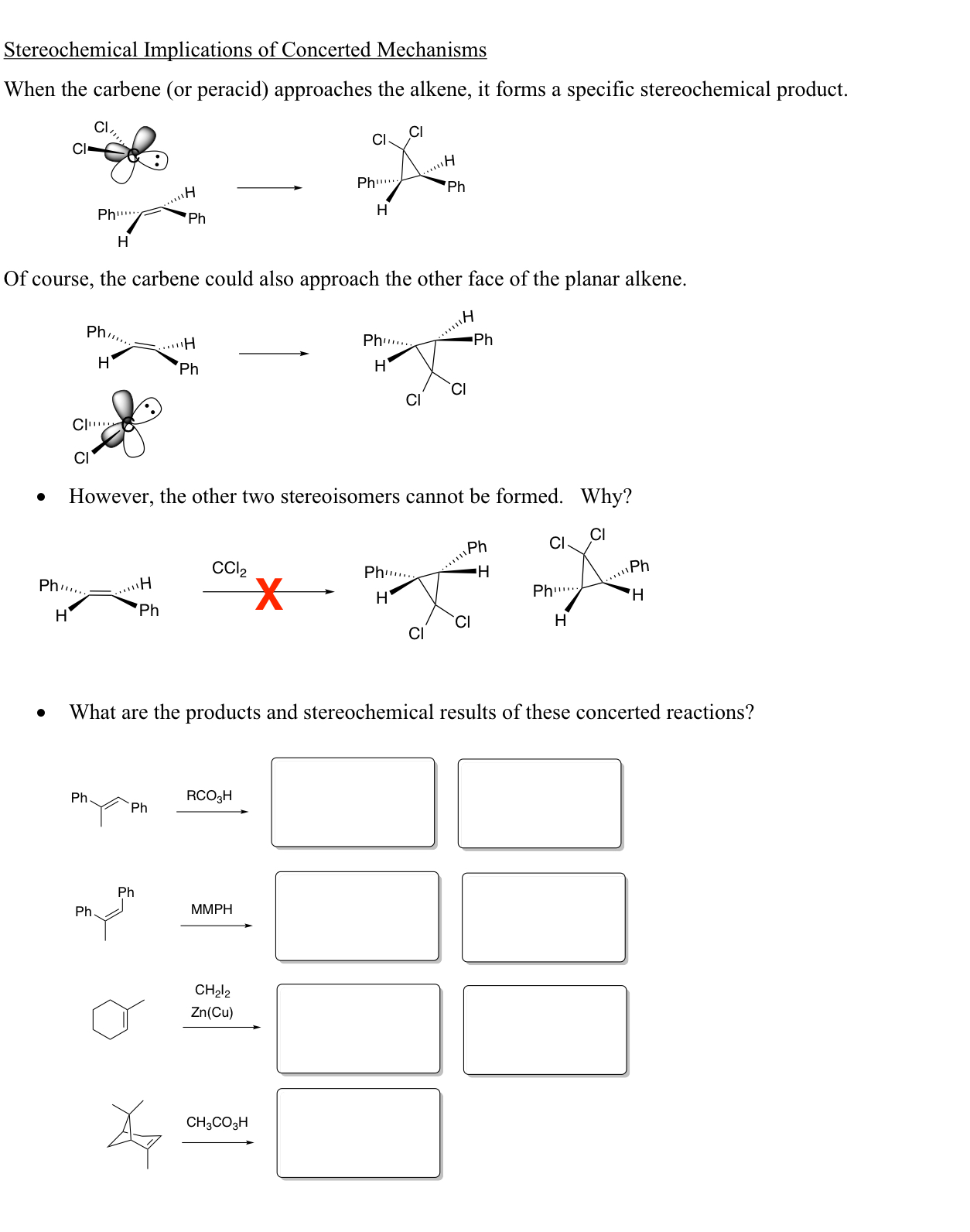 Solved Stereochemical Implications of Concerted | Chegg.com