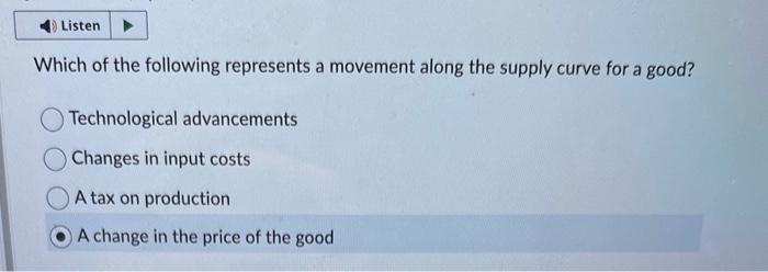 Solved Which of the following represents a movement along | Chegg.com