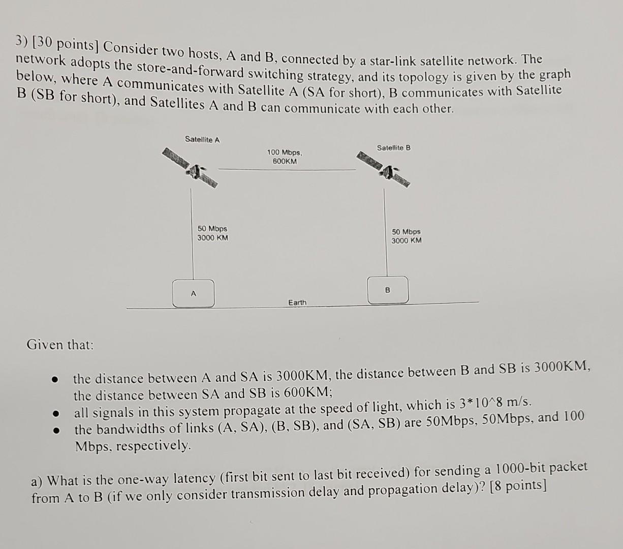 Solved 3) [ 30 Points] Consider Two Hosts, A And B, | Chegg.com