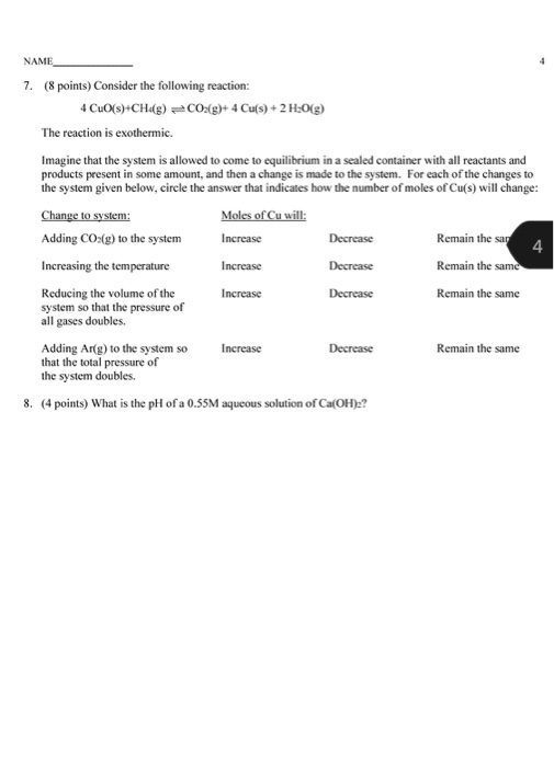 Solved NAME 7. (8 points) Consider the following reaction: 4 | Chegg.com