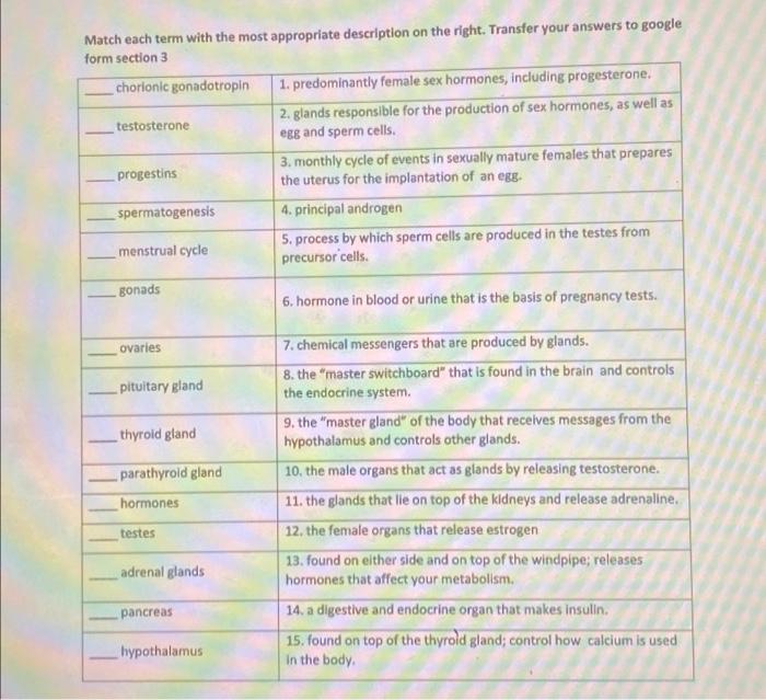 Solved Match each term with the most appropriate description | Chegg.com
