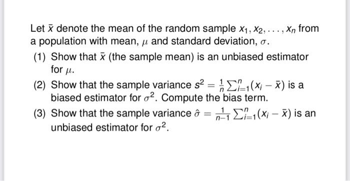 Solved Let i denote the mean of the random sample X1, X2, | Chegg.com