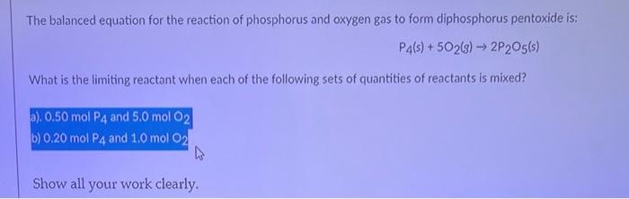 Solved The Balanced Equation For The Reaction Of Phosphorus