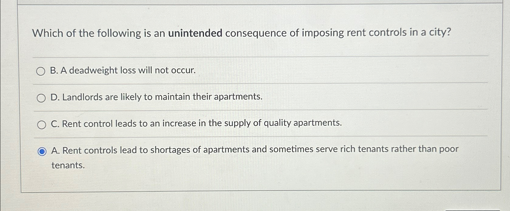 Solved Which Of The Following Is An Unintended Consequence | Chegg.com