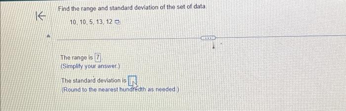 Solved Find the range and standard deviation of the set of | Chegg.com