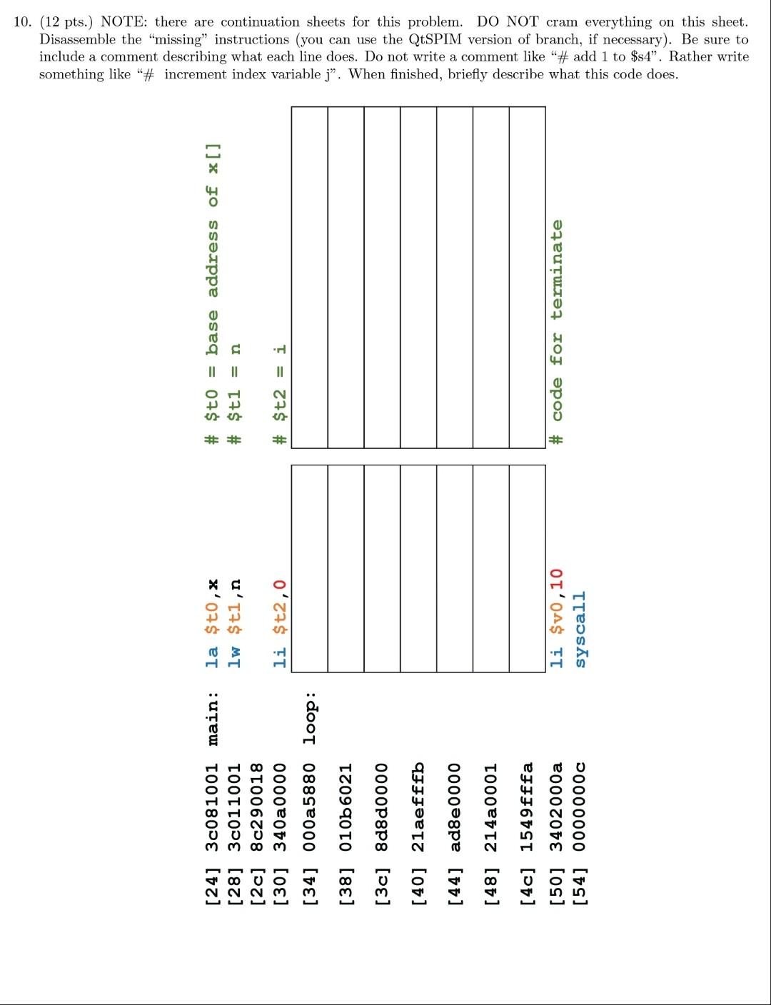 Solved La T0 X Lw T1 N T0 Base Address Of X T Chegg Com